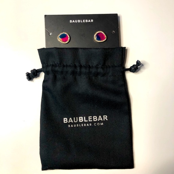 Bauble Bar Pink Blue Resin Pave & Gold Studs - Picture 2 of 6